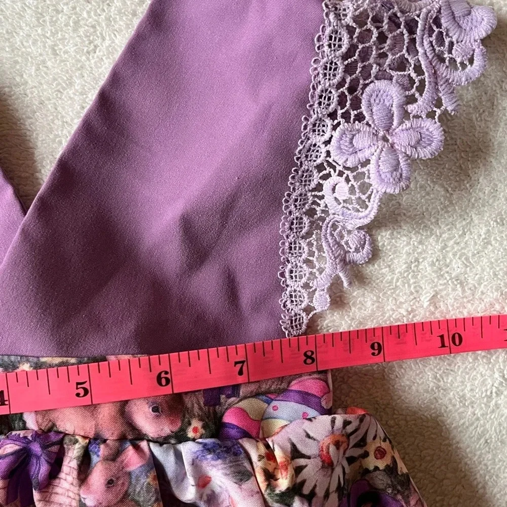 Toddler romper, rich purple and Easter bunny design. 2/3T - Picture 10 of 10